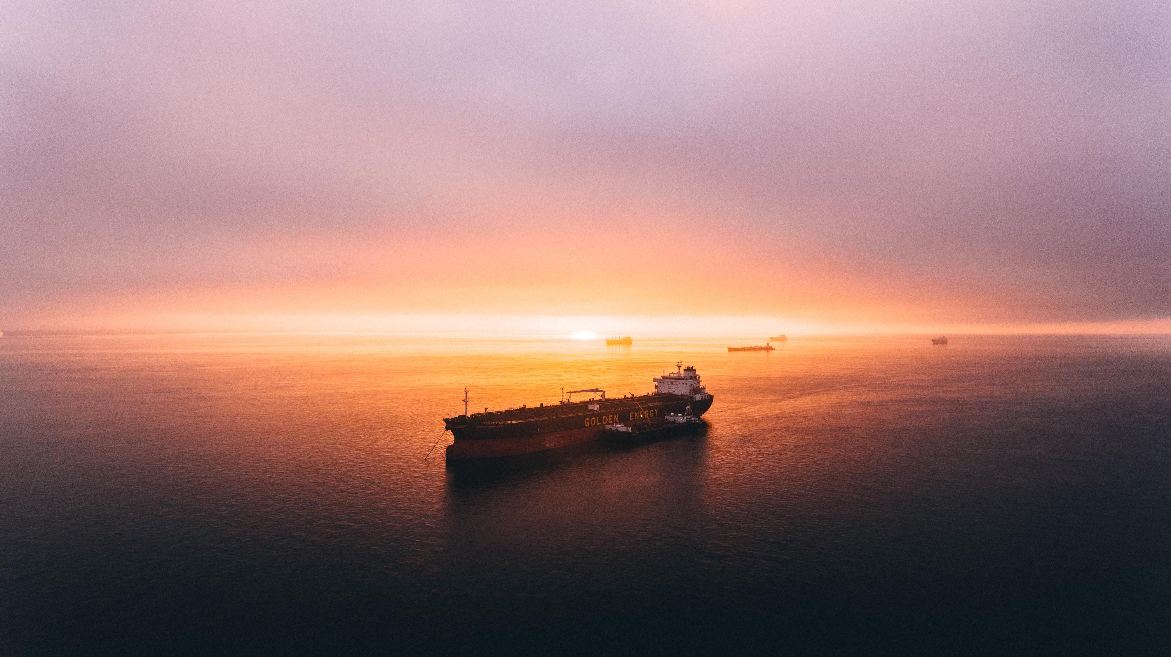 ship at sunset