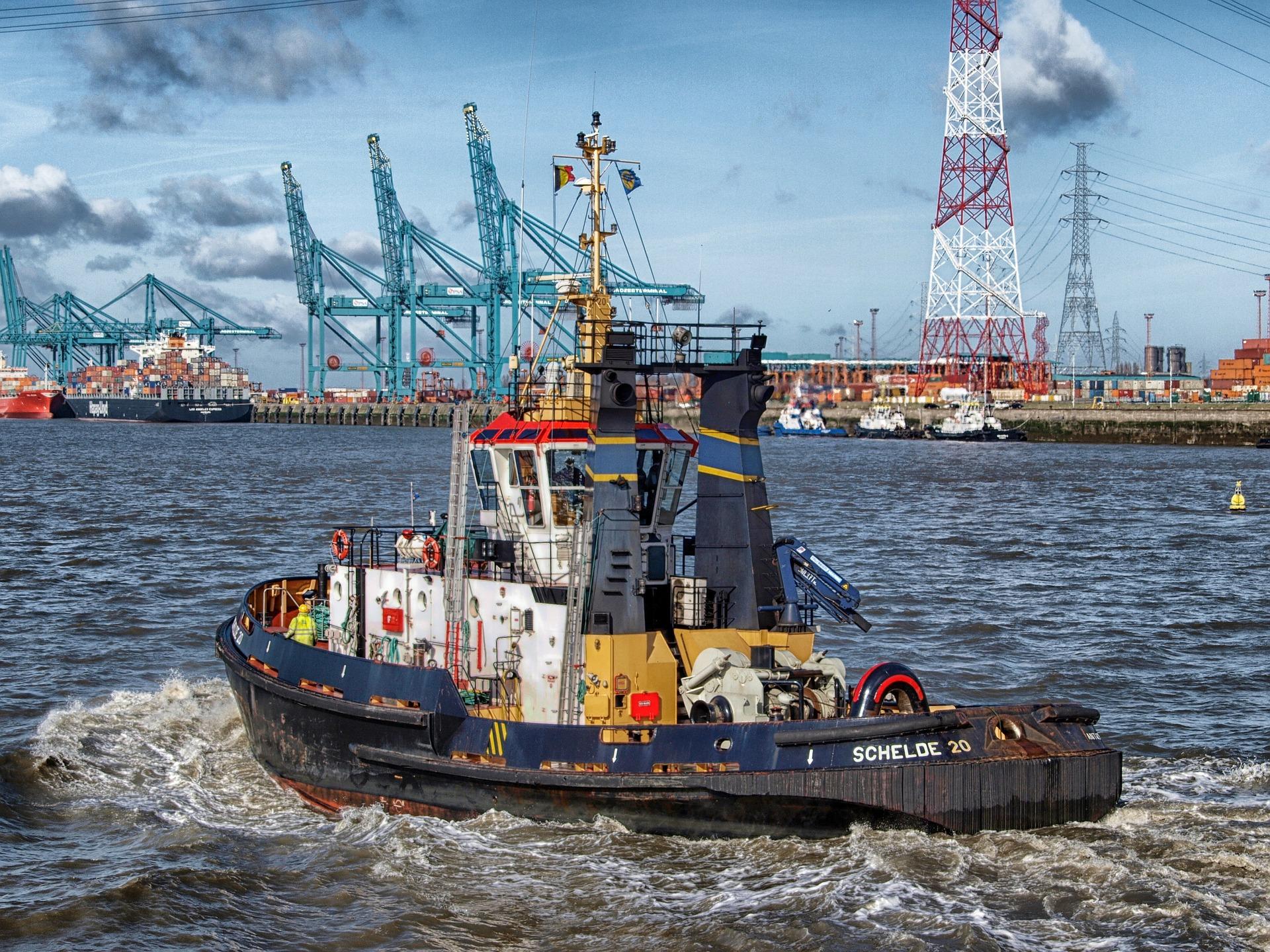 barge in the port of Antwerp