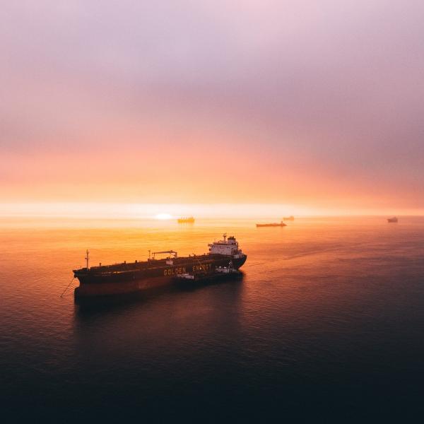 ship at sunset