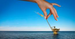 Hand eliminating the flare of an offshore oil rig